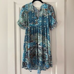 NWT Umgee Floral Paisley Dress in Blue and Green Size M